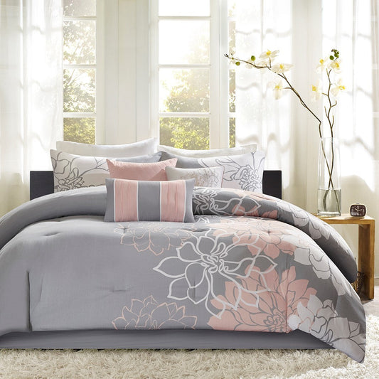 Madison Park Floral Cotton Sateen Comforter Ensemble