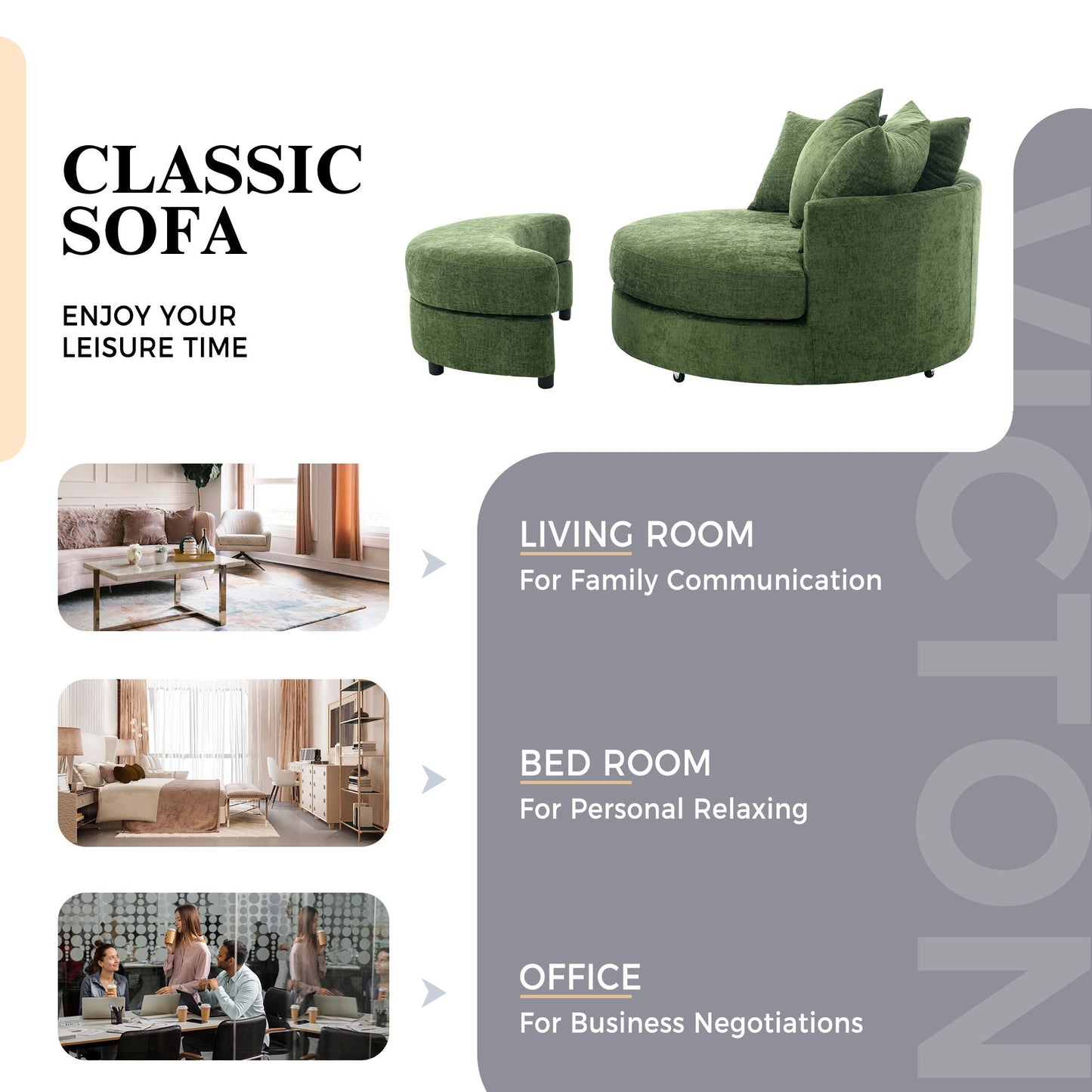 360° Swivel Accent Barrel Chair With Storage Ottoman & 4 Pillows, Modern Leisure Chair Round Accent For Living Room