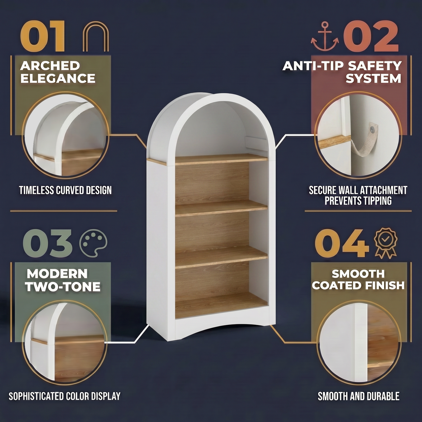 47" Freestanding Display Rack with Woodgrain Shelves
