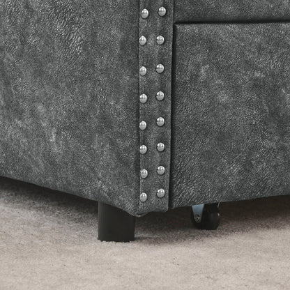 Upholstered Tufted Daybed With 2 Drawers, Waved Arms