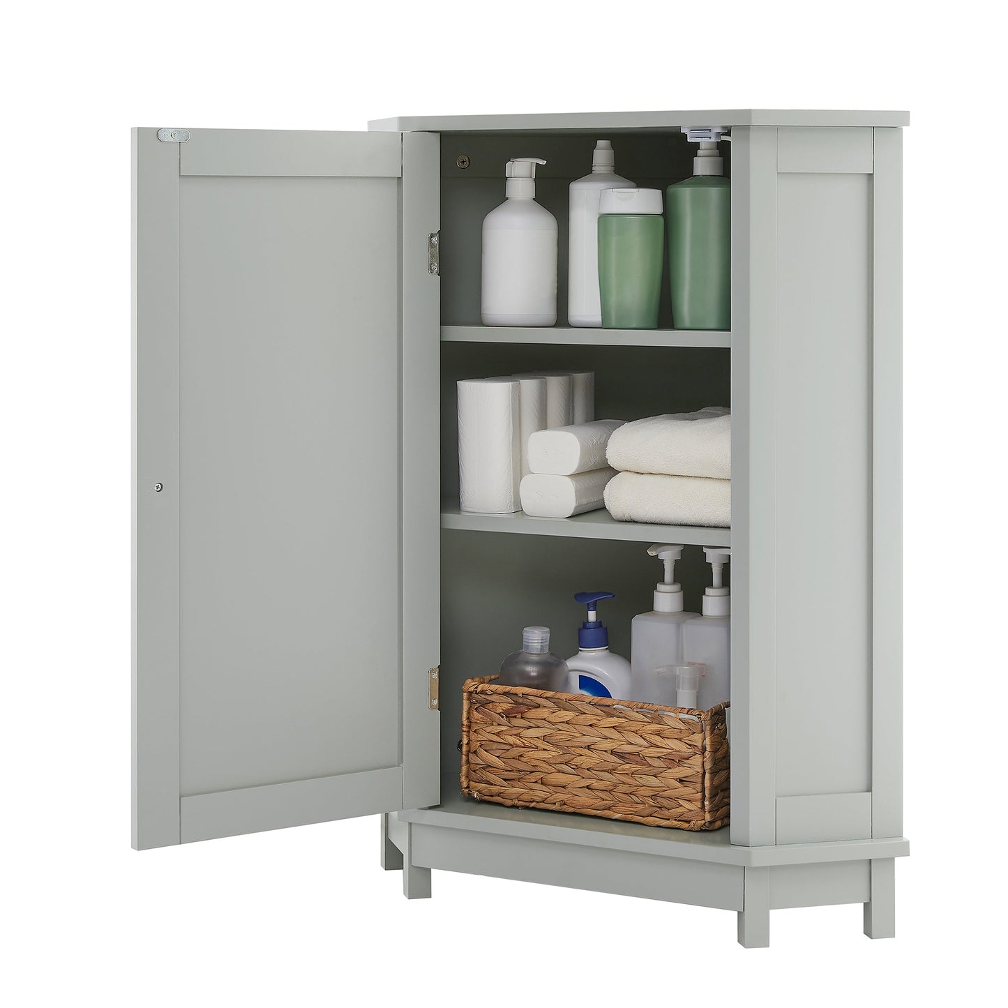 Grey Bathroom Cabinet Triangle Corner Storage With Adjustable Shelf