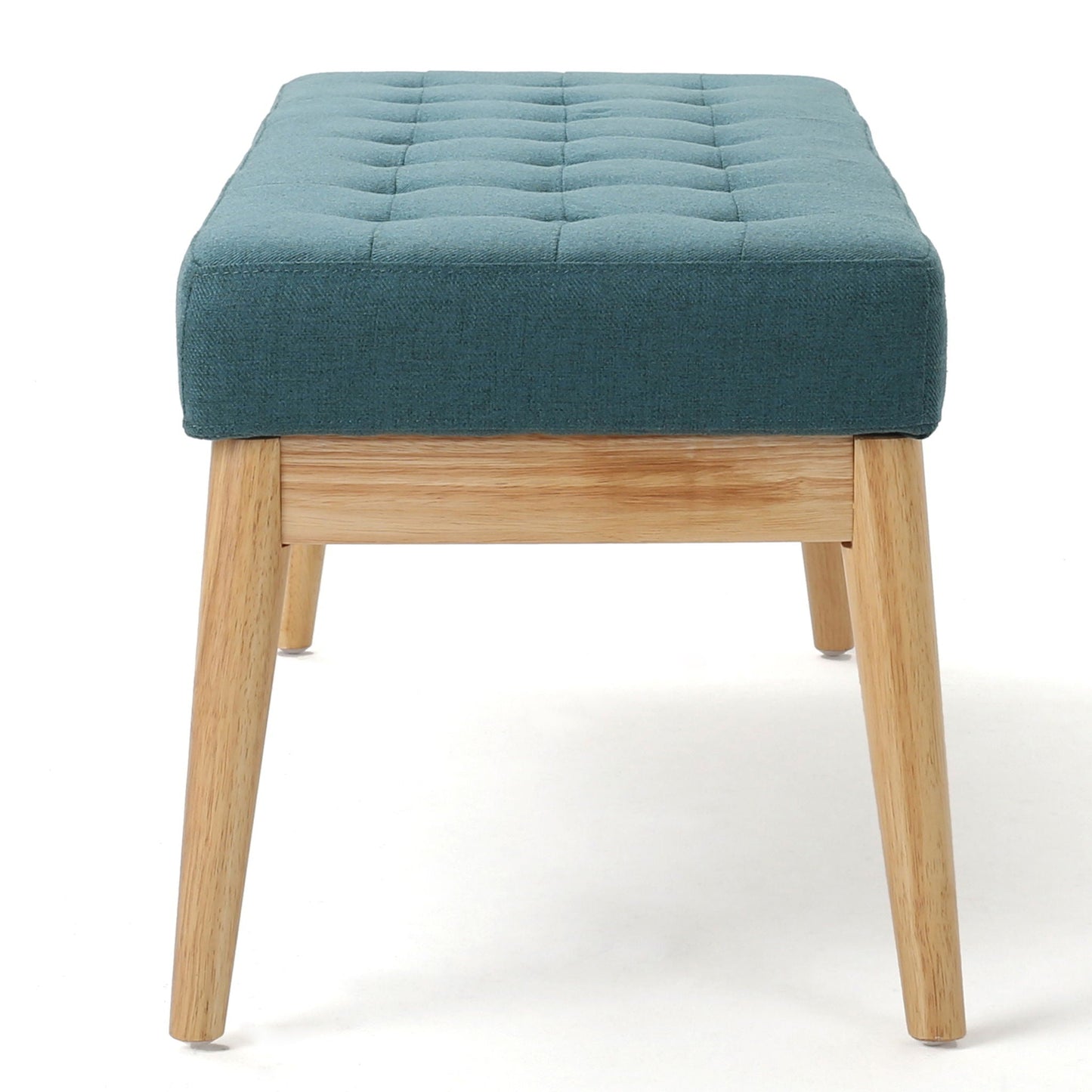 Vibratory Button Tufted Upholstered Ottoman with Splayed Wooden Legs