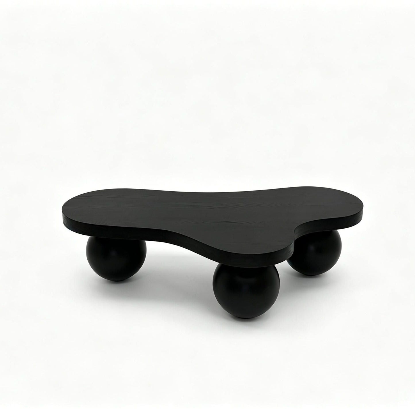 Cloud Shaped Coffee Table & 3 Ball Legs For Living Room - Black