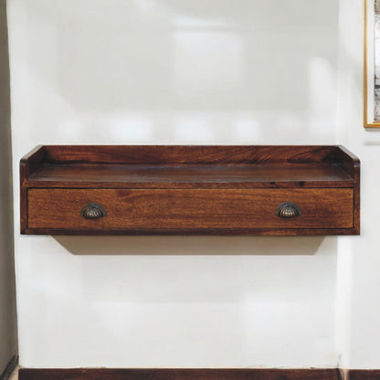 Solid Wood Belmont Wall-Mounted Console, 1 Drawer, 1 Shelf