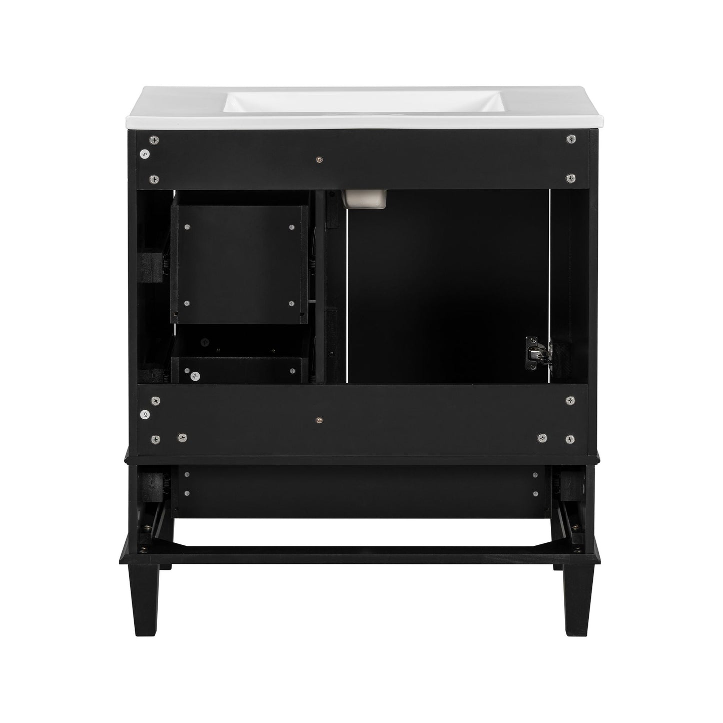 Bathroom Vanity & Tall Storage Cabinet Set With Doors, Adjustable Shelves, Soft Close Hinges, Sink