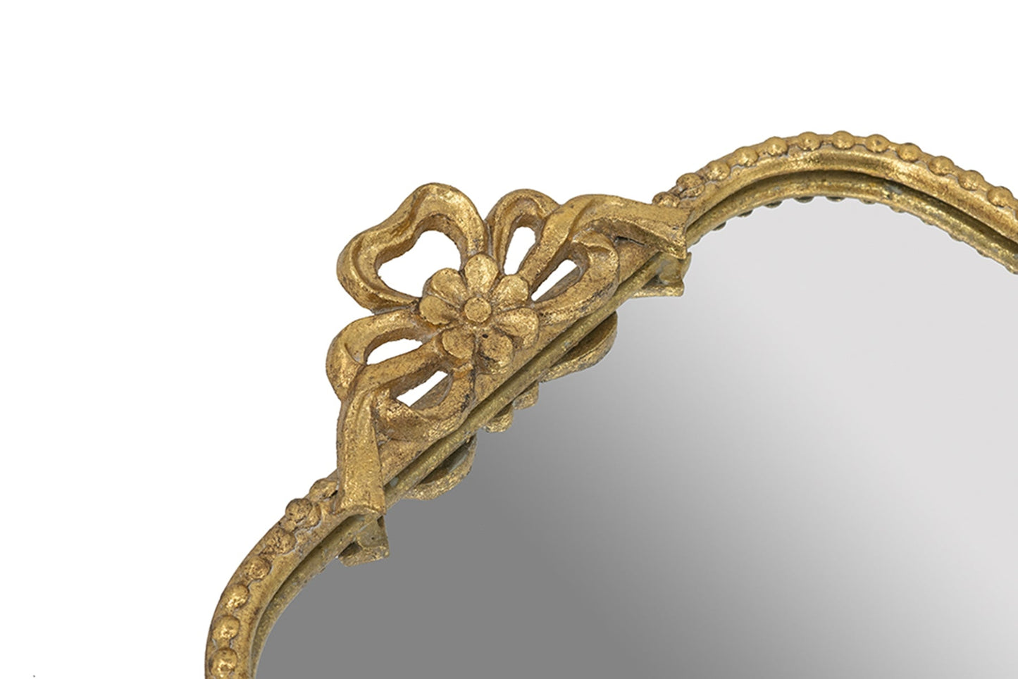 Ornate Gold Accent Tray with Mirrored Surface