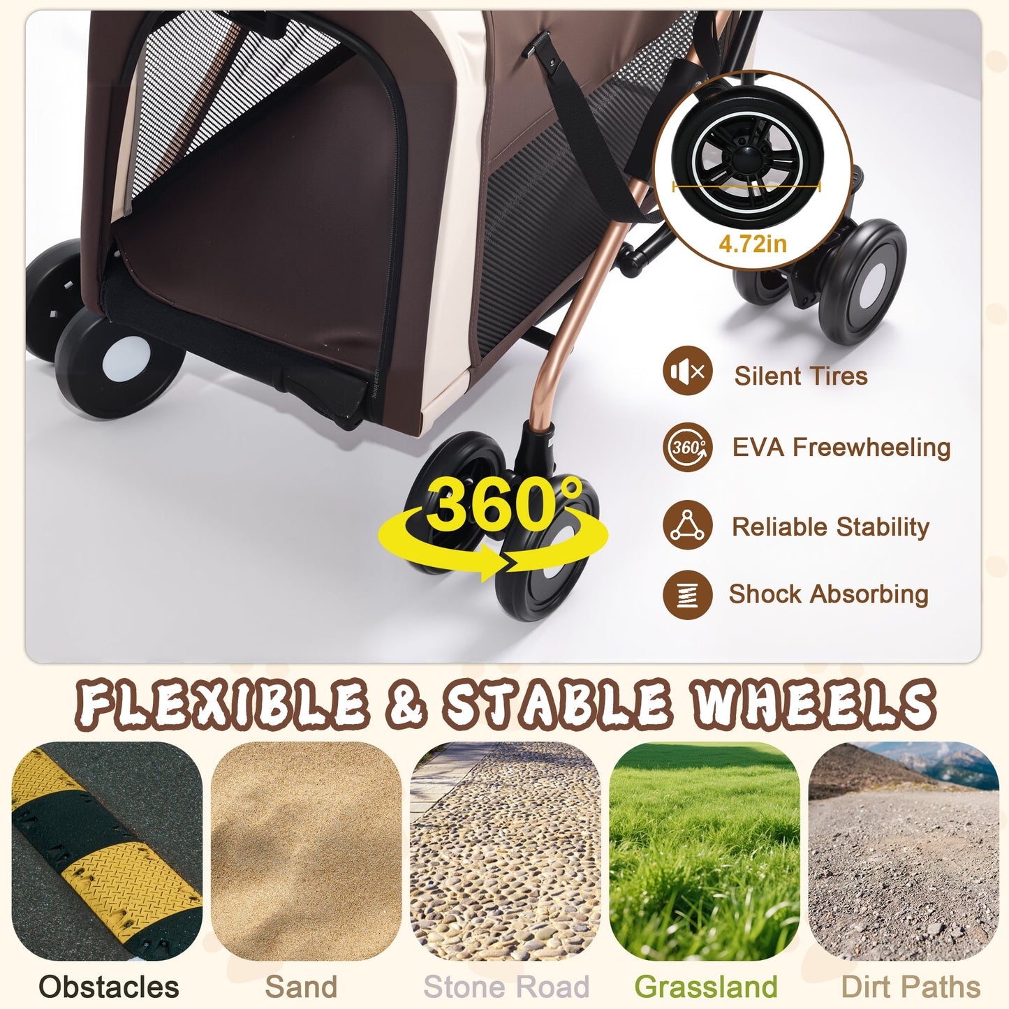 Double Pet Stroller for Dogs and Cats