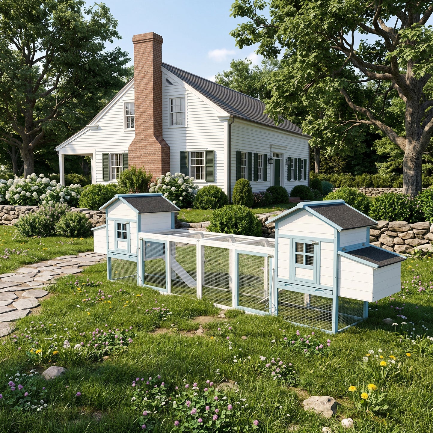 Large Wooden Chicken Coop with Double Nesting Boxes
