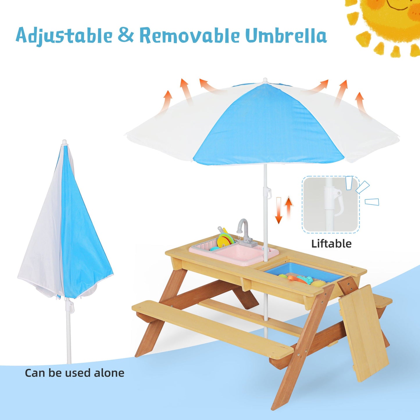 Kids Picnic Table With Sand and Water Table Conversion