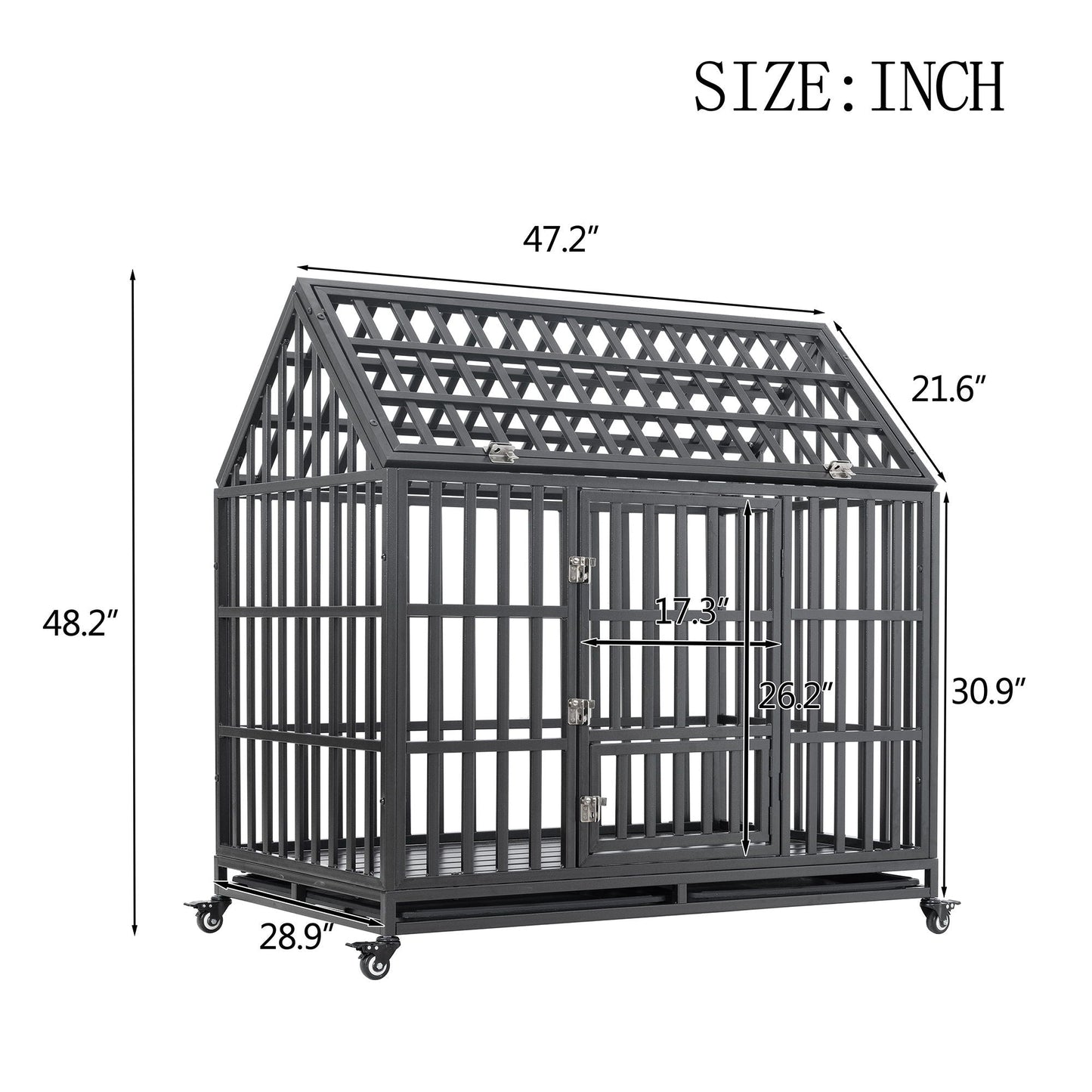 Heavy Duty Dog Crate Lockable Wheels
