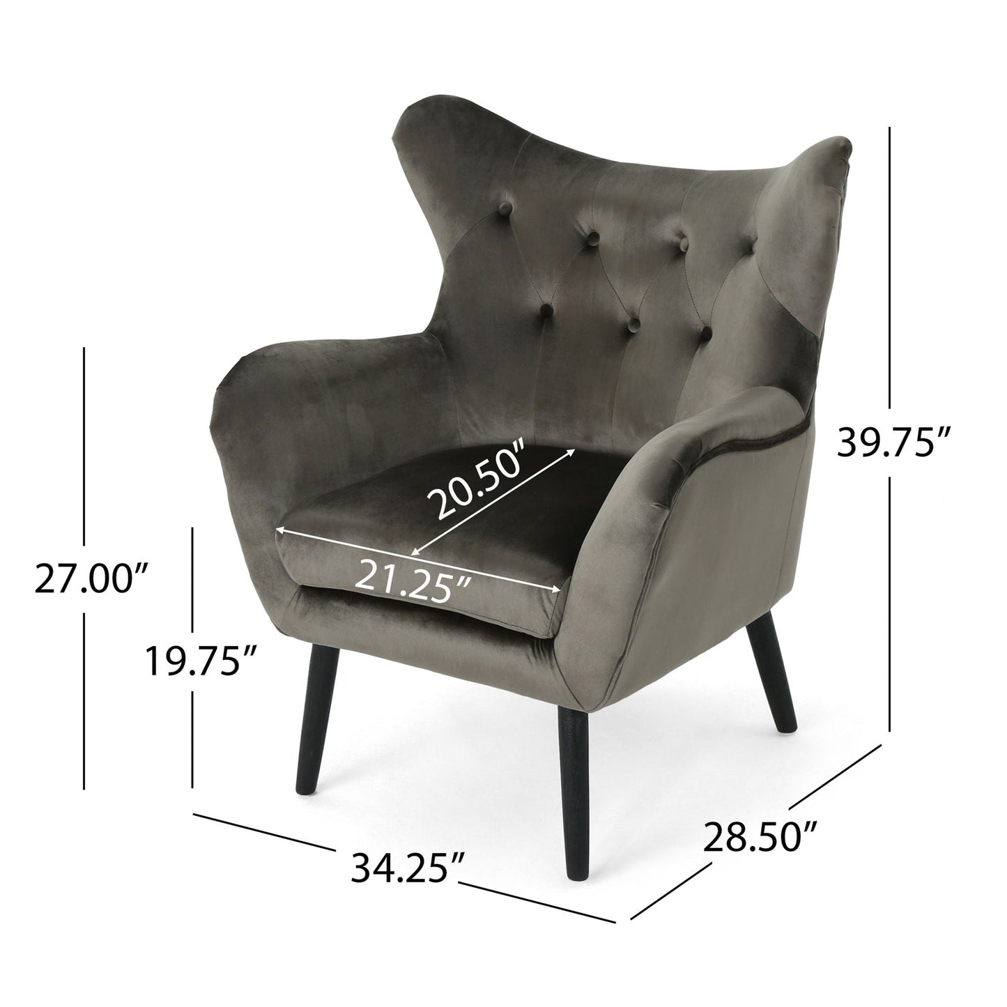 Alyssa Mid Century Upholstered Arm Chair With Wingback Design