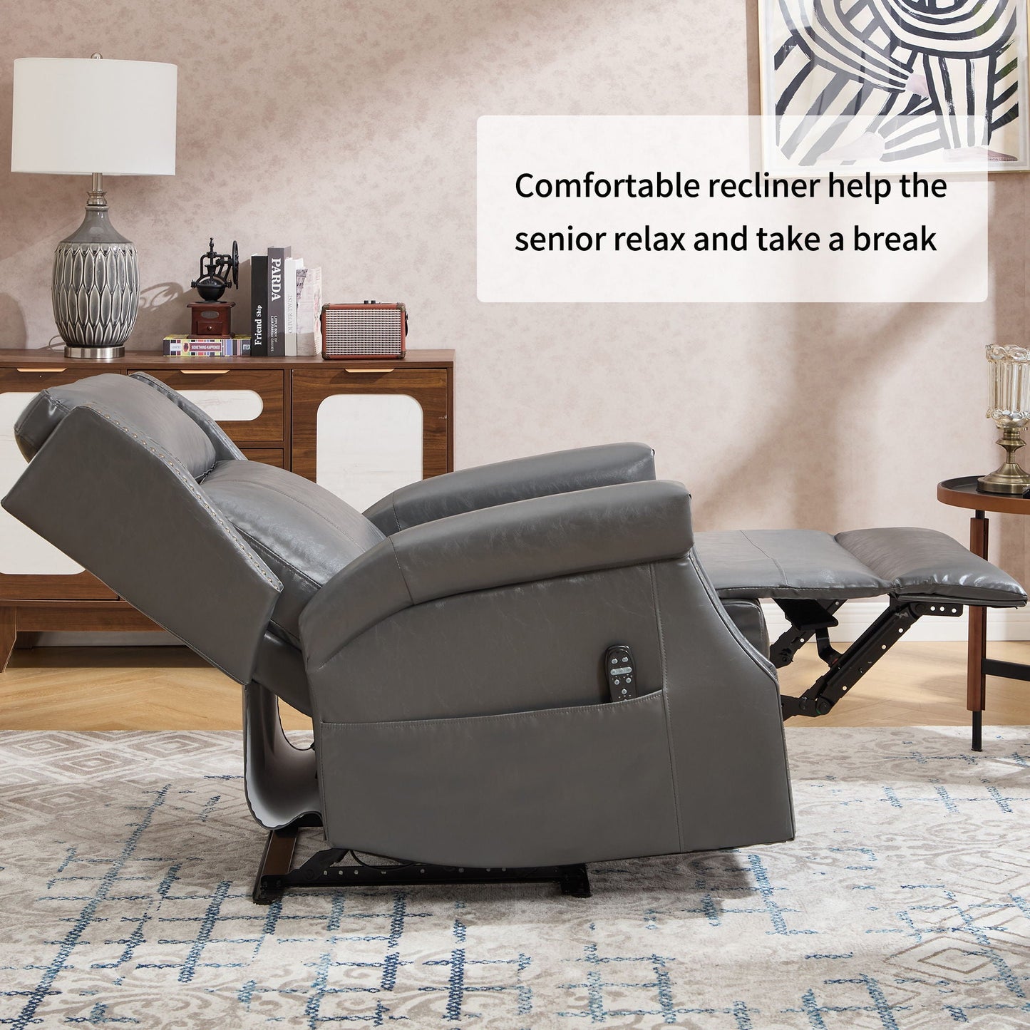 Manual Recliner Chair  With Heavy Duty Motion Mechanism, 8 Vibrating Nodes And 3 Massage Modes For Living Room