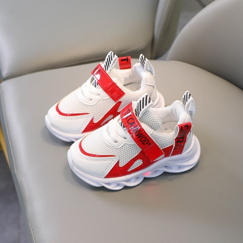 New Red light up Breathable unisex Sport Luminous Shoes for kids