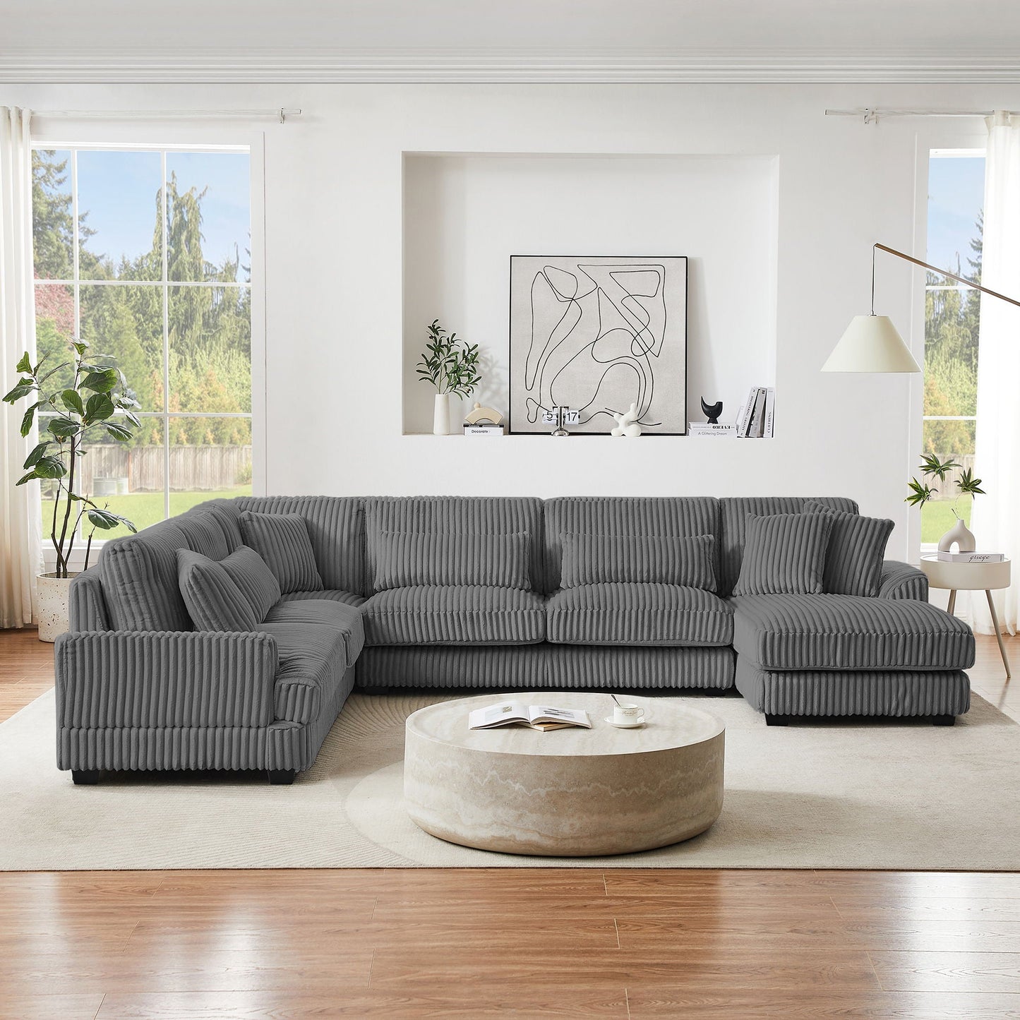 Oversized Sectional Sofa U - Shaped Sofa Couch Modern Sofa Upholstered In Soft With A Chaise Lounge For Living Room