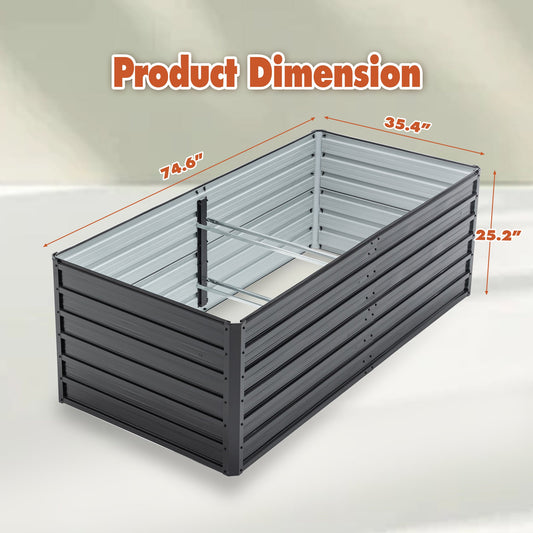 2-Pack 6x3x2 FT Galvanized Metal Raised Garden Beds