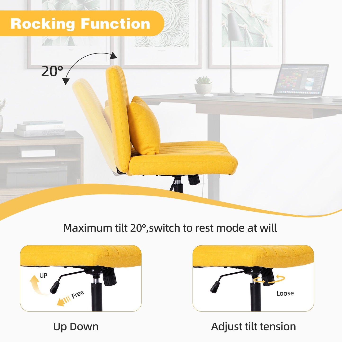 Criss Cross Office Chair With Adjustable Height, Ergonomic Design