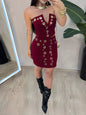 Grommet Crop Top and Mini Skirt Set