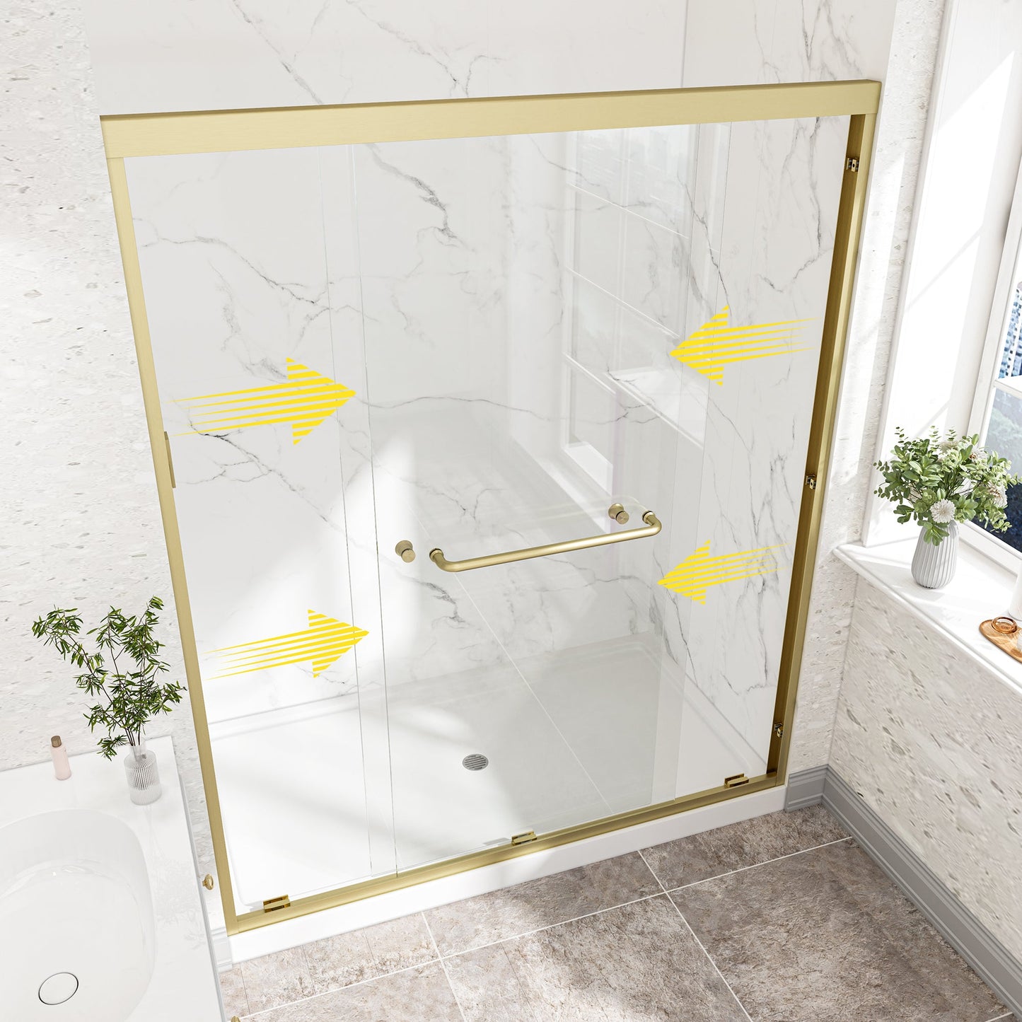 55"-60" W x 72" H Brushed Shower Door