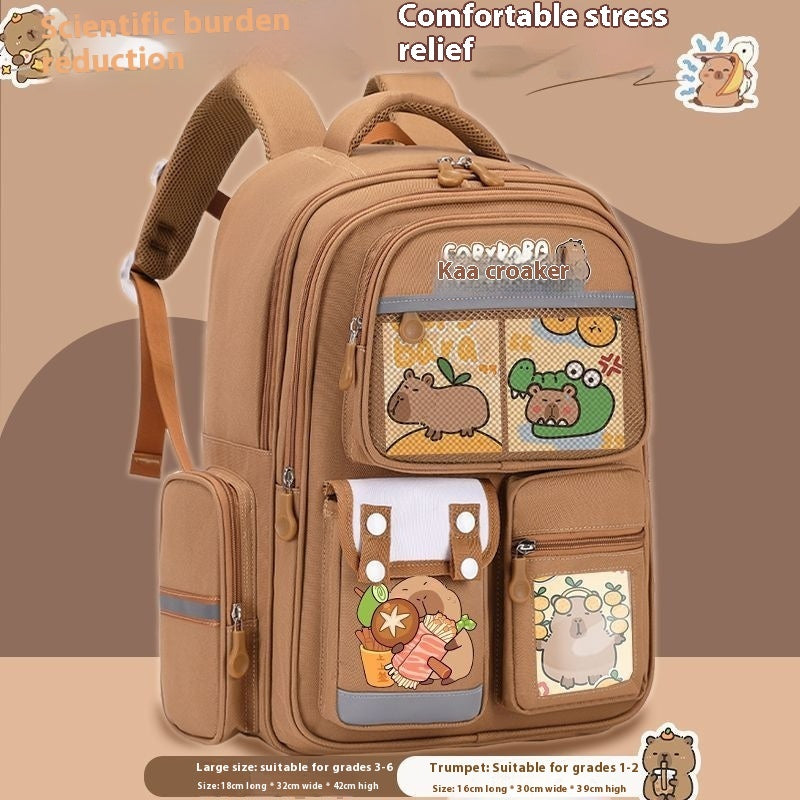 Cartoon Water Dolphin Kapibala Elementary School Backpack