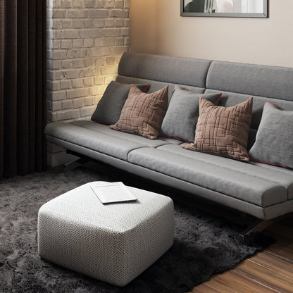 Nate Square Pouf Patterned Grey Melange