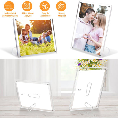 4Pcs Acrylic Photo Frames 5x7In Photo Display Vertically Horizontally Free Standing Desktop Picture Frame High Definition Magnetic Frameless Photo Hol