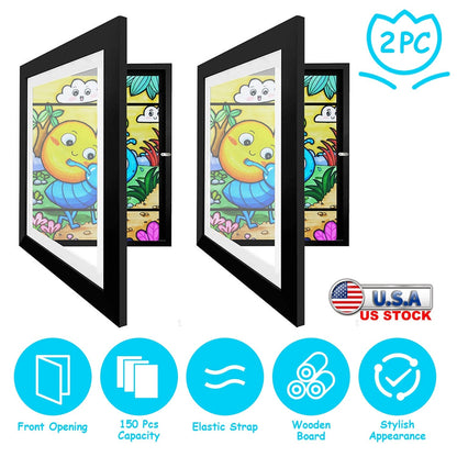 12.99x9.52in Kids Art Frame Front Opening Wooden Frame Artwork Display Storage Frame A4 Picture Frame Wall Display for Photo Art Projects Picture Chil