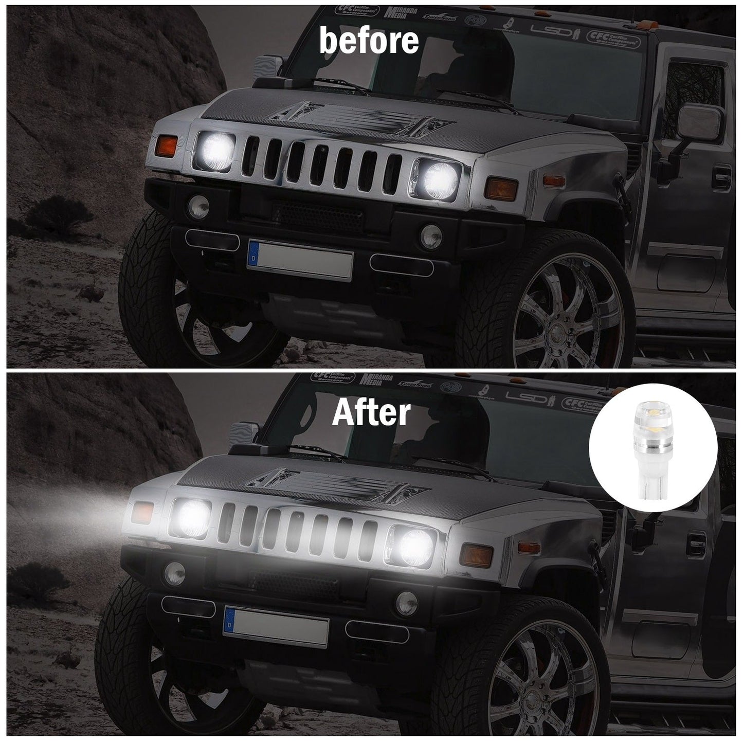 20Pcs/Kit LED Car Light Bulbs 500lm T10 2323SMD 6500K White Auto Lamps Replacement for Dome Map Door Trunk Signal License Plate