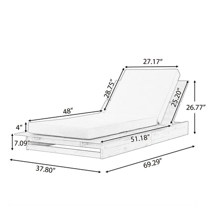 Acacia Wood Chaise Lounge with Movable Cushions