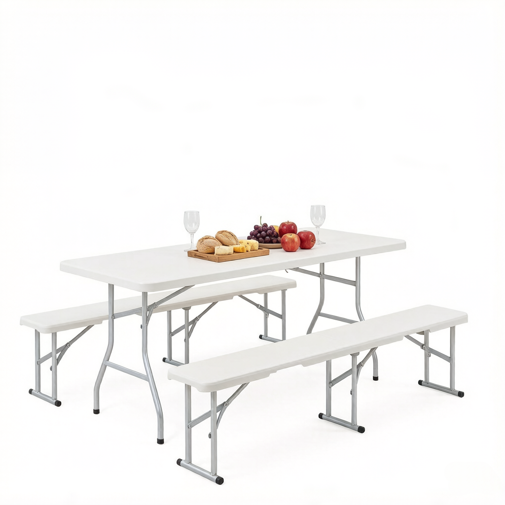 Foldable Picnic Table and Chairs, Portable Camping Table and Chairs, Outdoor Camping Furniture Set