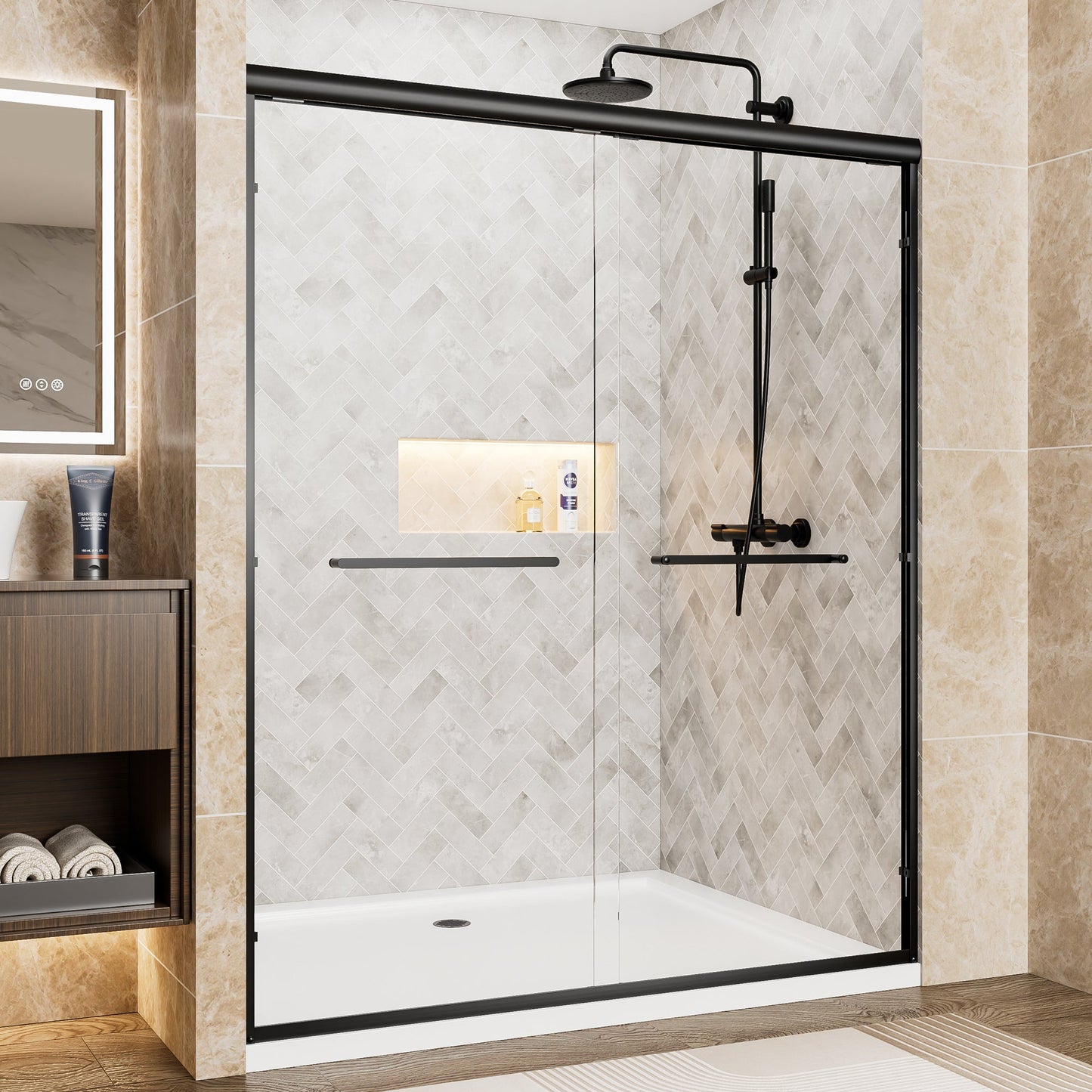 56"-60" W x 72" H Matte Shower Door