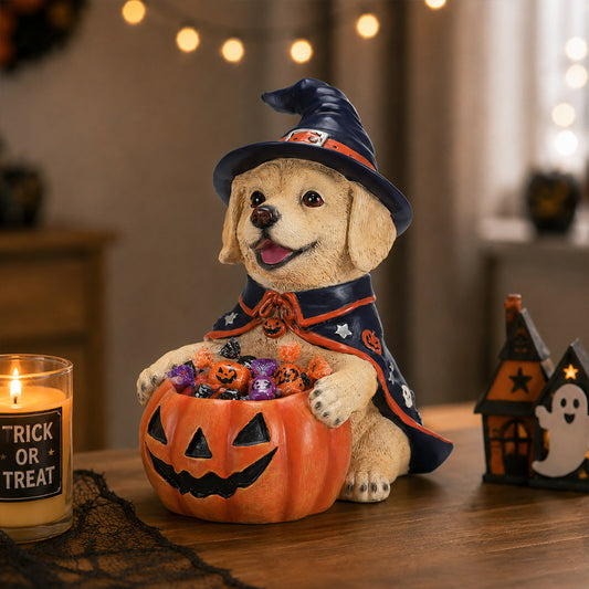 Halloween Labrador Retriever Witch Puppy Figurine
