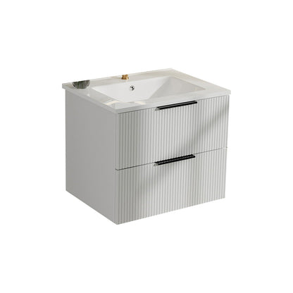 Modern Wall Mounted Floating Bathroom Vanity With Sink And Drawers
