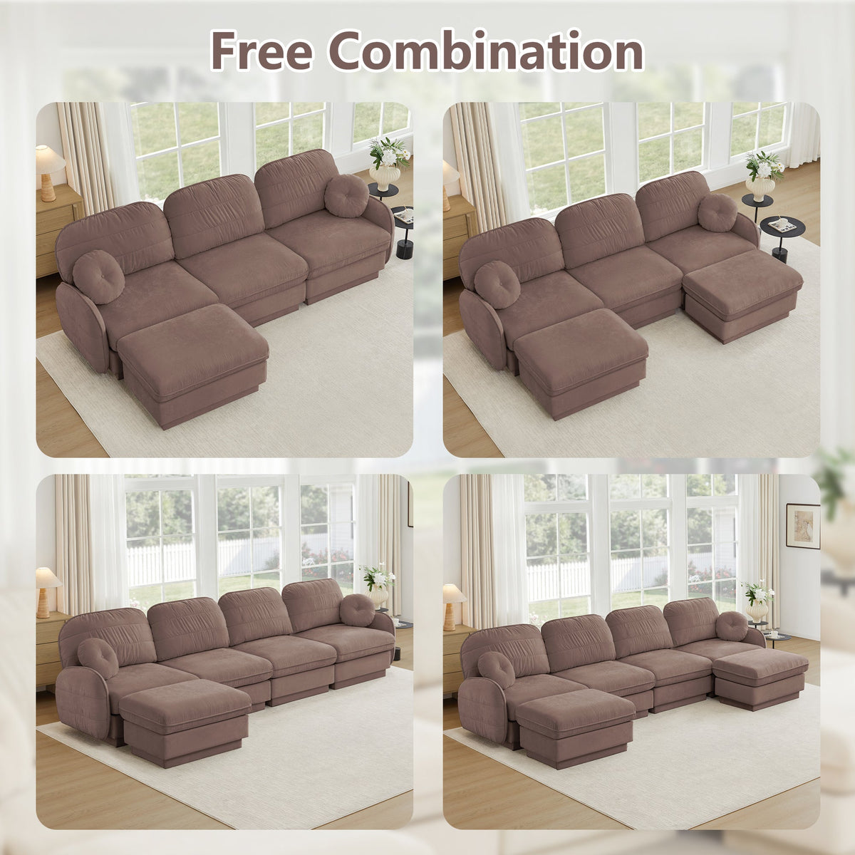 137" Chenille Cloud 4-Seater Sofa