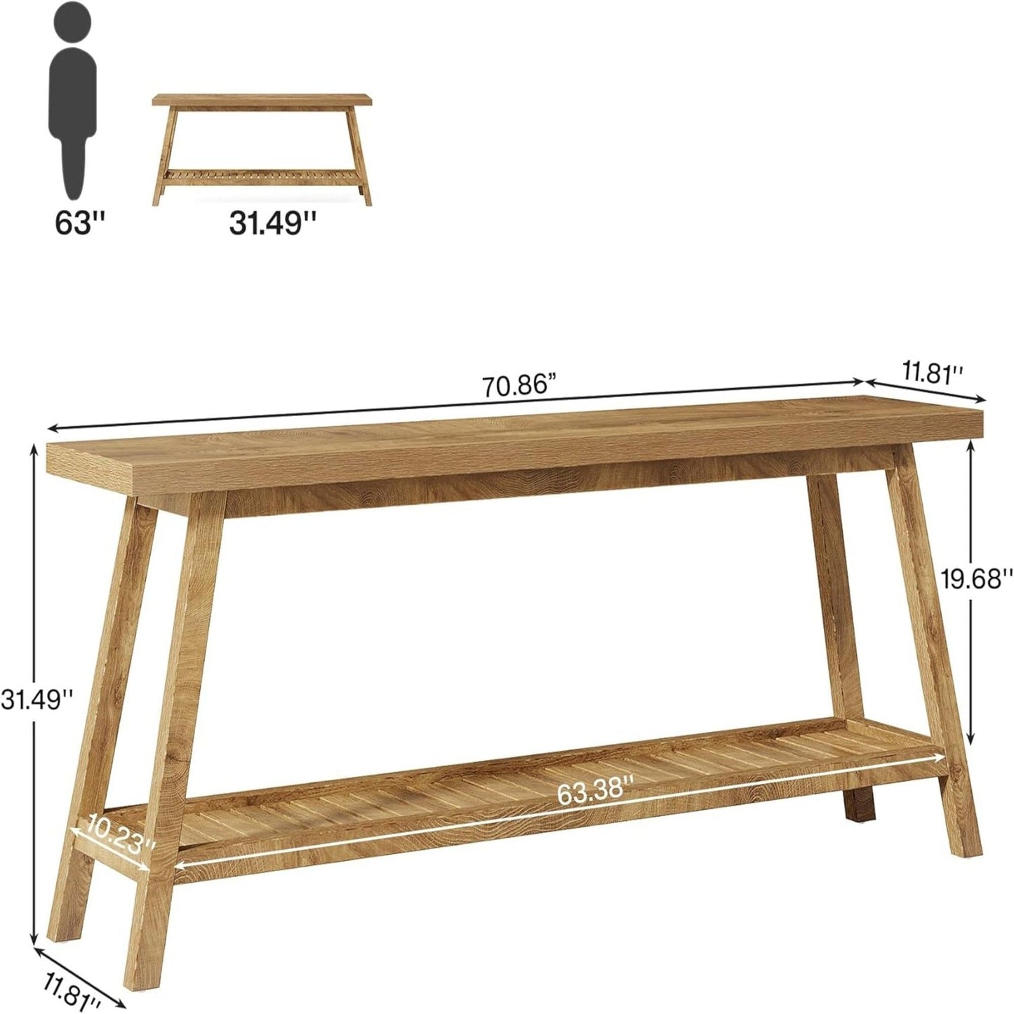 Extra Long Console Table With 2 Tier Open Storage