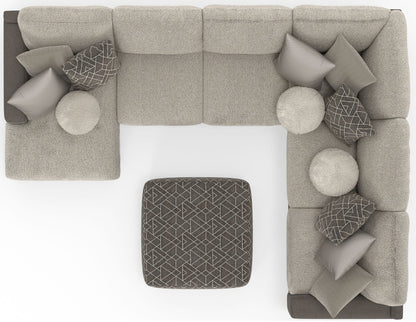 Canyon - 4 Piece Sectional With Cuddler Seat Cushions, Included Accent Pillows And Cocktail Ottoman (Left Side Facing Chaise) - Umber