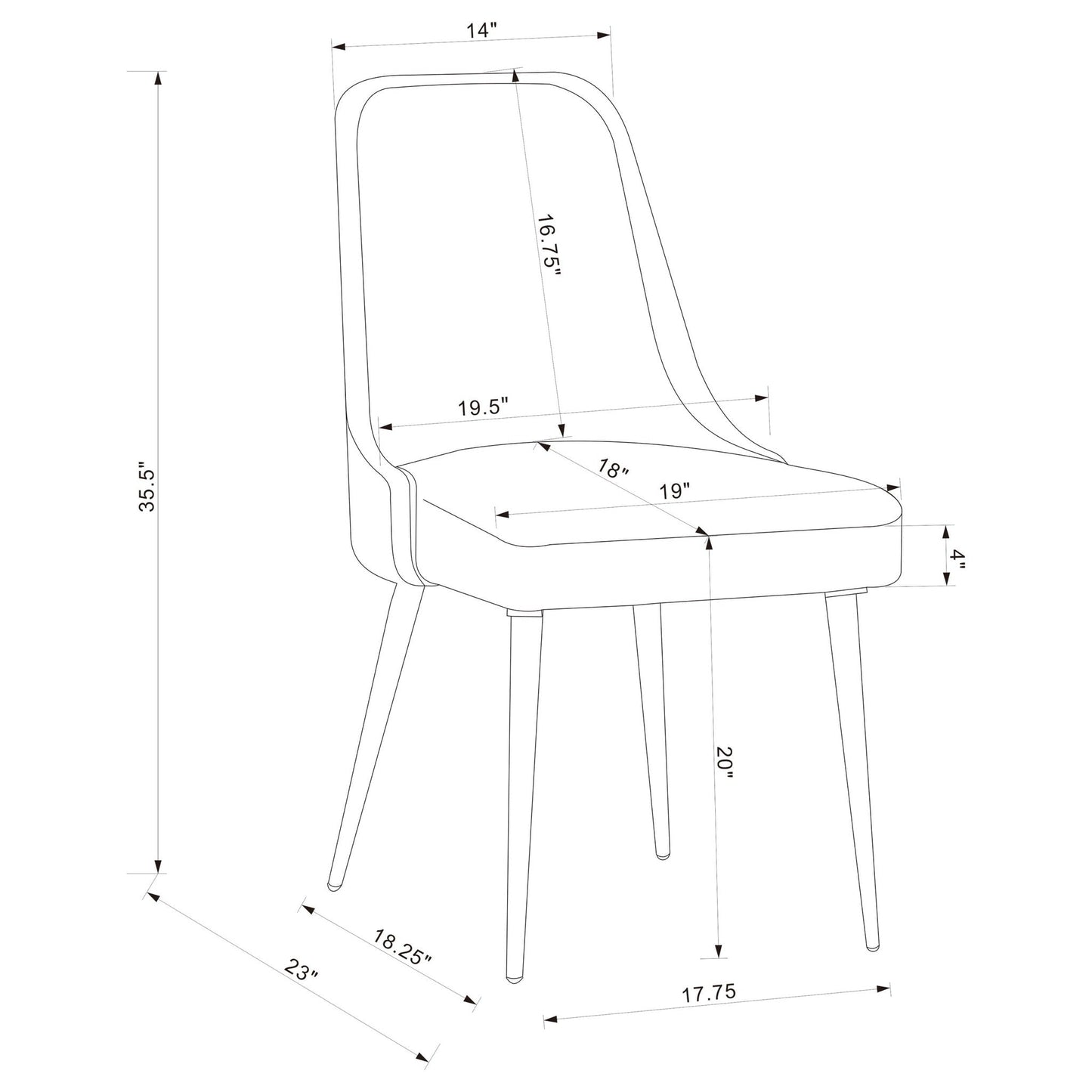 Side Chairs Upholstered With Tapered Legs (Set of 2) - Gray
