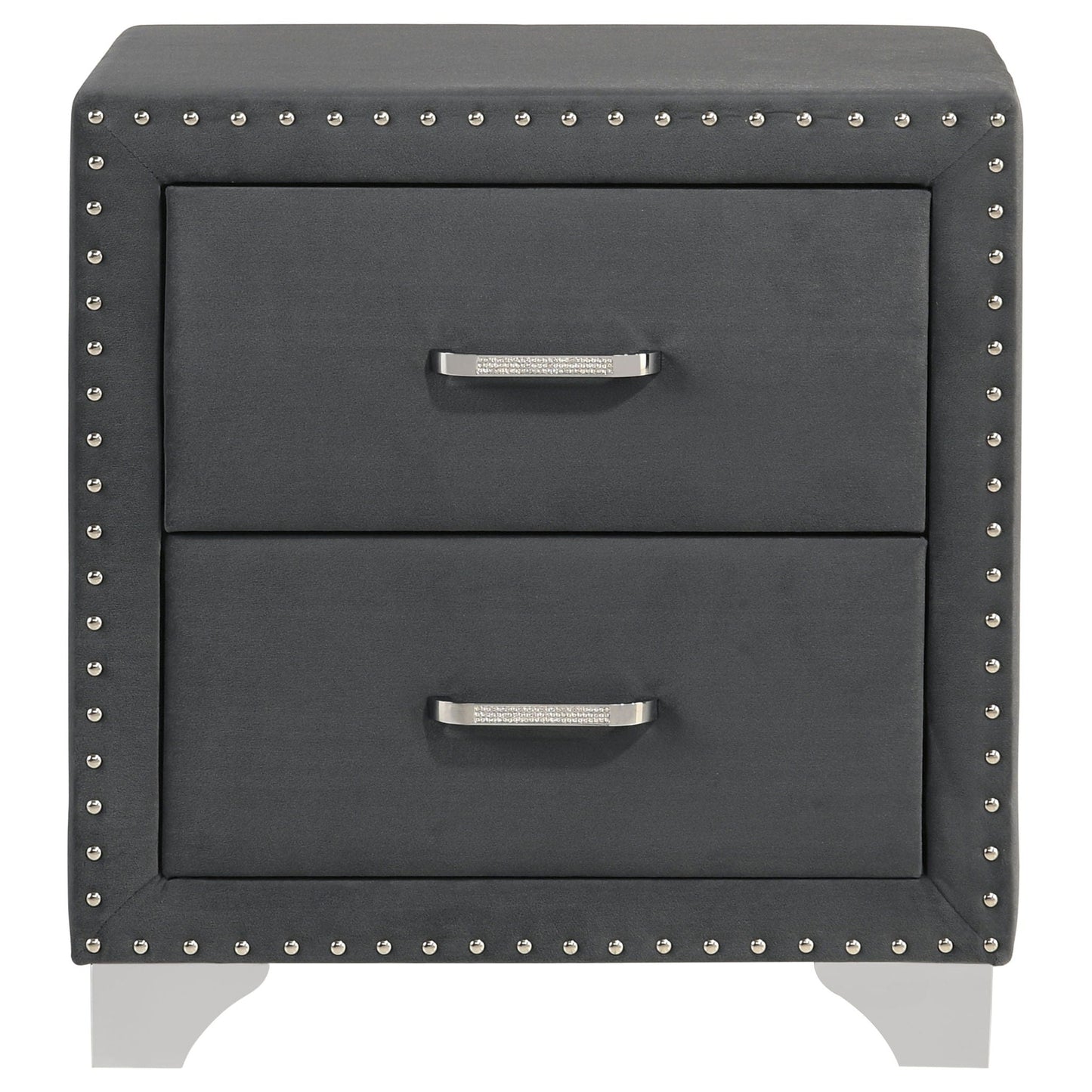 Melody Upholstered 2-drawer Nightstand Grey