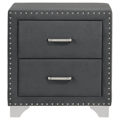 Melody Upholstered 2-drawer Nightstand Grey