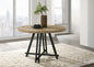 Tate - Round Dining Table With Metal Base - Oak Finish
