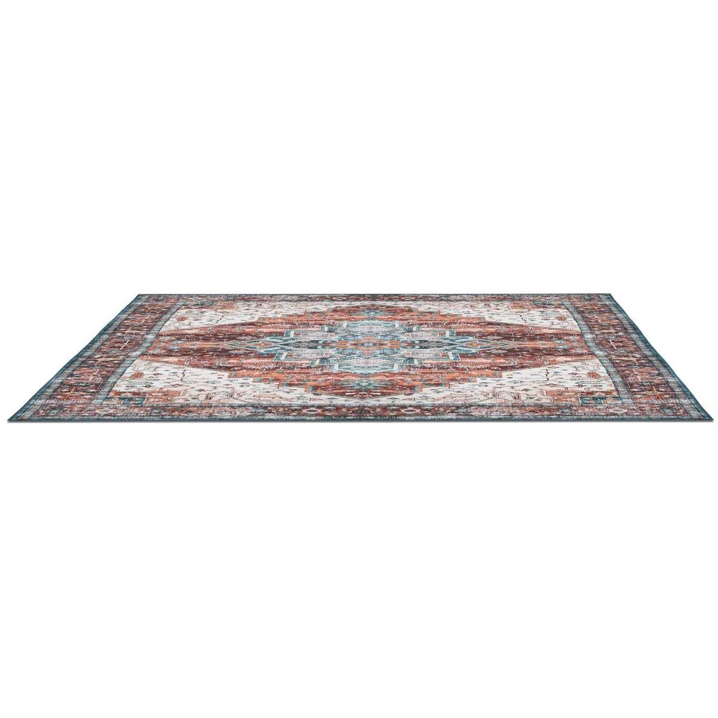 6x9FT VintageÊArea Rug Modern Non Slip Carpet Boho Low Pile Soft Rug Waterproof Machine Washable Rug for Living Room BedroomÊKitchen Dining Room Under