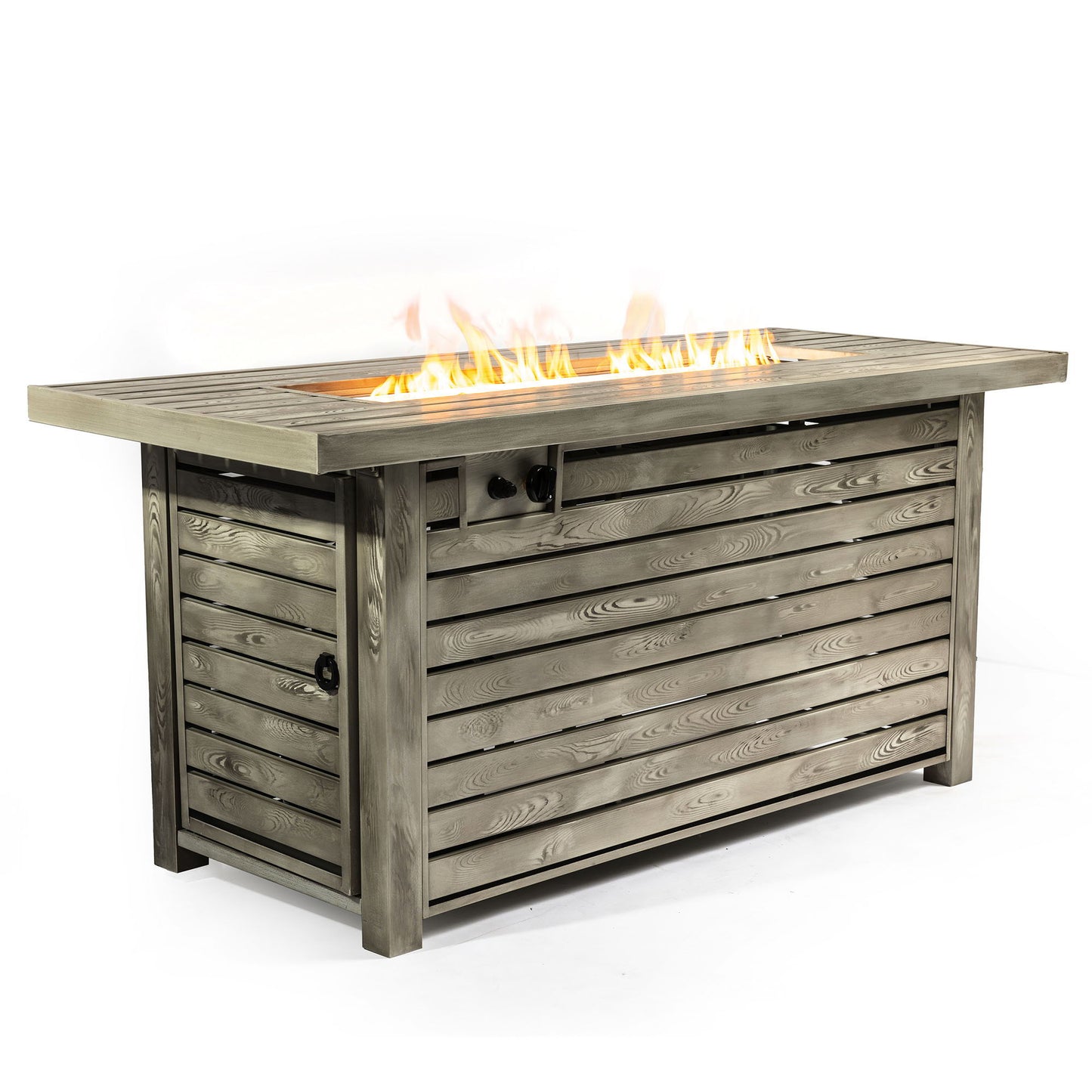 Propane Gas Fire Pit Table, 50000 Btu, Rectangular For Outside - Light Beige
