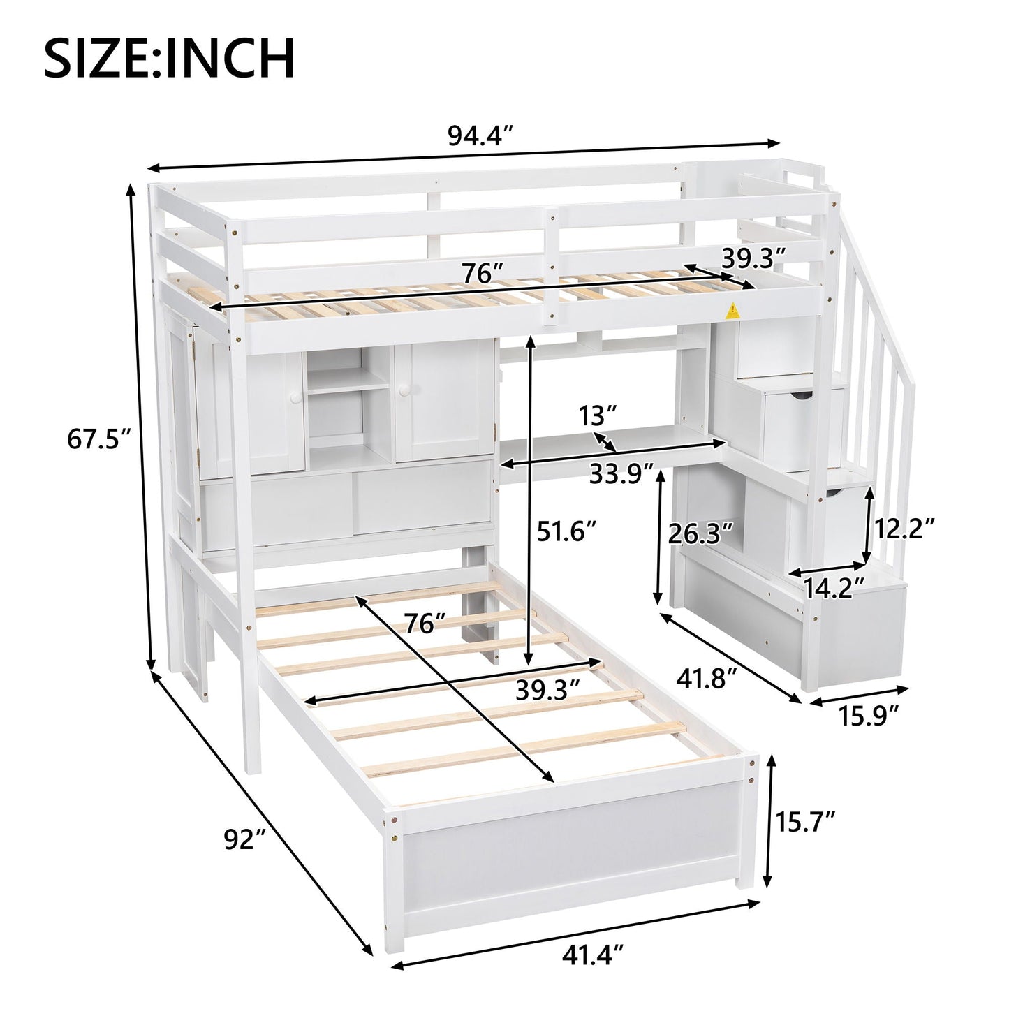 Loft Bed With Built In Desk And Staircase