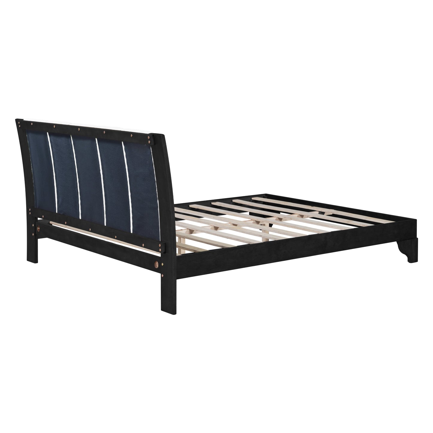 Queen Size Bed Frame in Black & White Pine