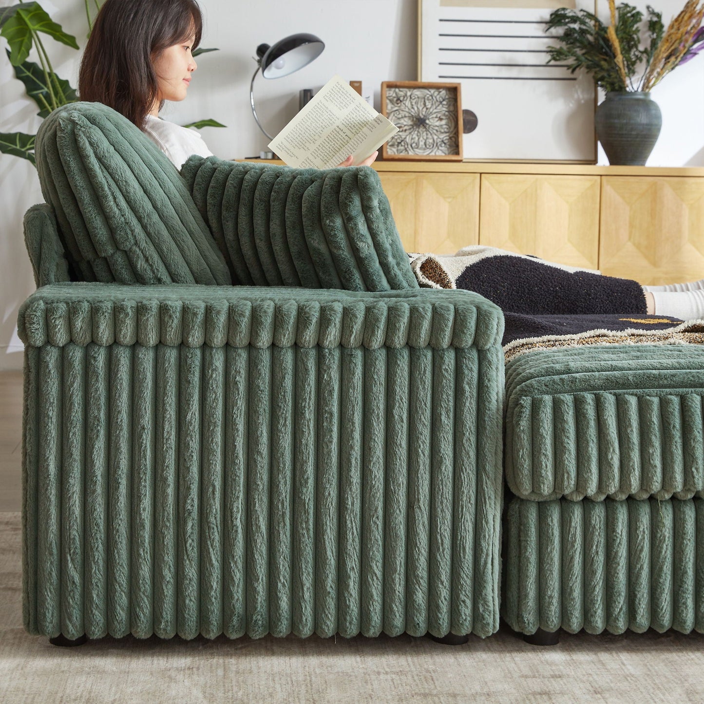 3 Seater Sofa With 2 Ottomans For Living Room
