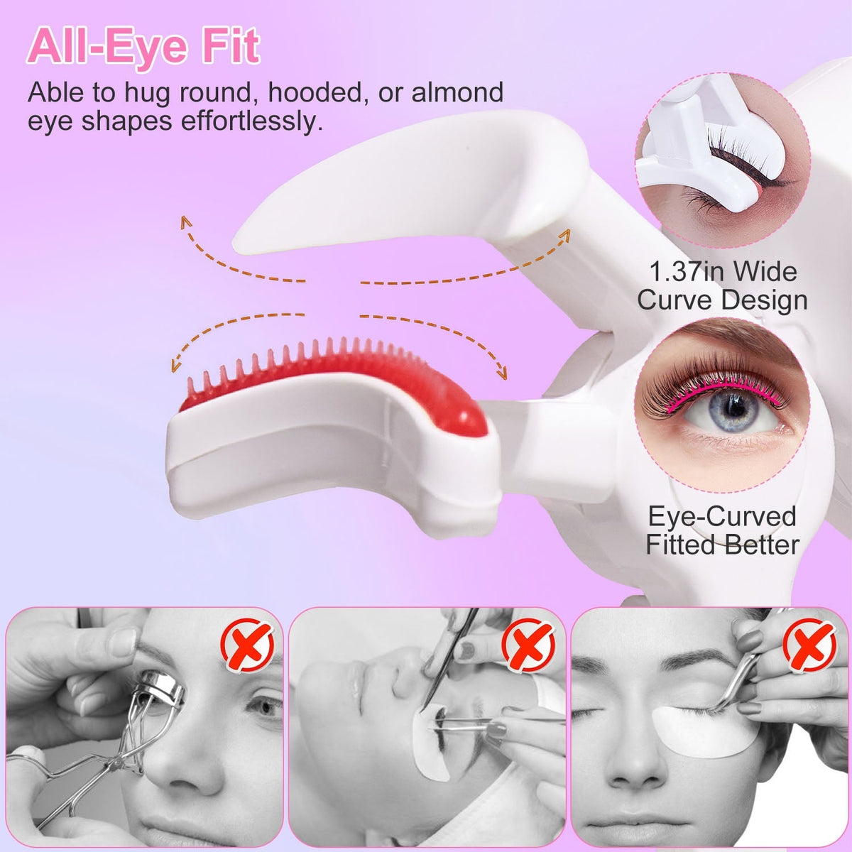 2Pcs Heated Eyelash Curler Electric USB Rechargeable Eyelash Curler Anti-Burn Compact with Comb Heat up Fast Within 8S for All Eye Shapes for Women Ma
