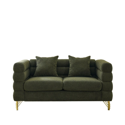 Oversized 2 Seater Sectional Sofa With Deep Seating And 2 Pillows
