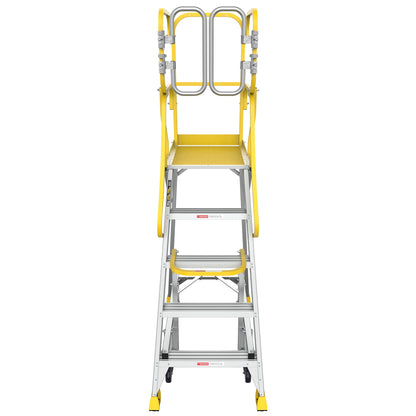 5 Step 375lbs Aluminum Rolling Platform Ladder