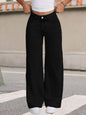 Draped Floor-length Black Straight-leg Jeans