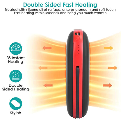 8000mAh 2 In 1 Electric Hand Warmer Rechargeable Hand Heater Portable Pocket Warmer with Power Bank 3 Heating Levels Digital Display Double-sided Heat
