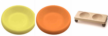 Solid Wood Cat Bowl Ceramic Pet Bowl Feeding Bowl
